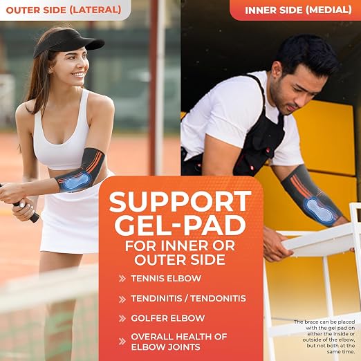 DR. BRACE® Elite Elbow Brace Support, Breathable Elbow Compression Sleeve with Gel Pad for Golfer's, Tennis Elbow & Tendonitis Treatment & Pain Relief