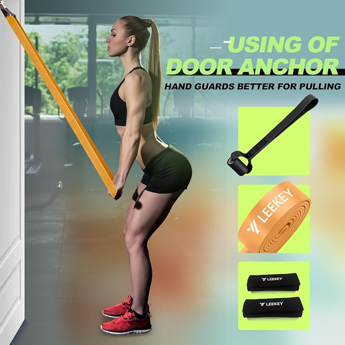 LEEKEY Pull Up Assistance Bands,5-125LB Resistance Bands with Grip、Door Anchor、Gym Bag - Exercise Bands for Full-Body Training, Fitness, Physical Therapy -USA Original Patent