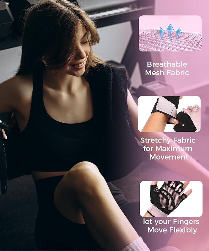 sunnex Weight Lifting Gloves with Extended Wrist Support - High-Grip Silicone Padded Gym Gloves for Men & Women, Breathable Fingerless Workout Gloves for Pull Ups, Training & Powerlifting (Black)