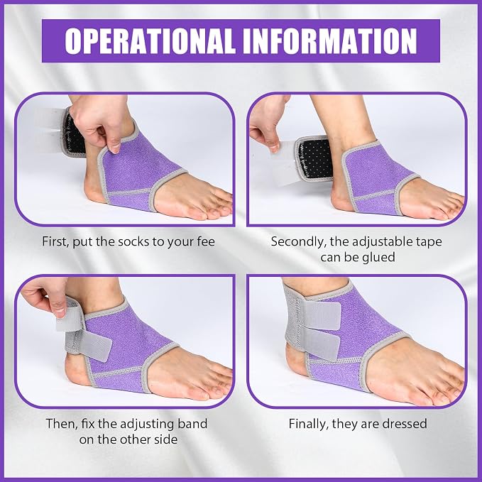 Tarpop 2 Pairs Kids Ankle Brace Set Foot Support Stabilizer Wraps Protector Guard Knitted Ankle Sleeve Sock Support Compression Socks for Injury Prevention(Purple,Large)