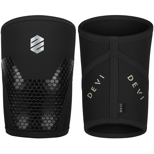Knee Sleeves 7mm for Weightlifting, Squats, Fitness, Powerlifting, with Advanced 2025 Anti-Slip Design, Premium Neoprene, Constant Compression Brace, Gym Training Support - 1 PAIR - Men Women – DEVI (Black, Medium)