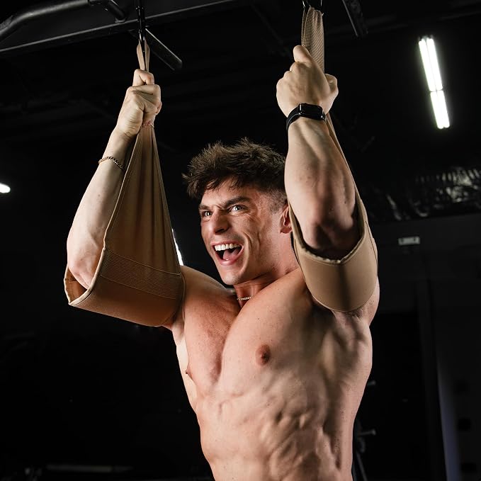 Gymreapers Hanging Ab Straps for Pull-Up Bar - Hang Bar Assist Strap & Strength Workout Equipment, Padded Adjustable Arm Supports with 2 Steel Carabiners for Leg Raises, Abdominal & Core Training