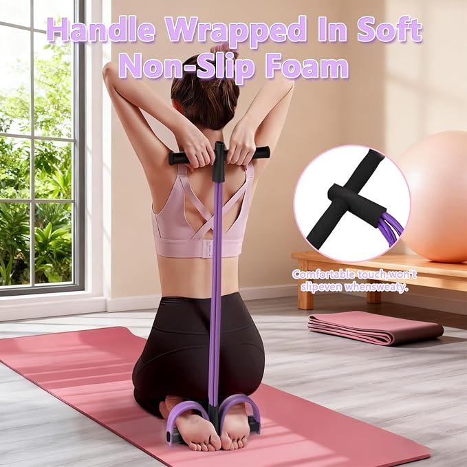 6-Tube Pedal Resistance Band for Women,Fixed High Resistance Foot Pedal Exerciser,Anti-Snap Home Gym Workout Equipment for Abdomen,Waist,Arm,Leg,Glutes,Full Body Toning & Strength Training