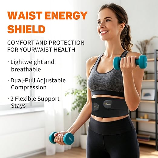 Thin & Lightweight Back Brace for Lower Back Pain, Sciatica,Herniated Disc,Breathable Mesh Back Support Brace with Massage, Adjustable Lumbar Brace for Men Women, All Day Comfort, L