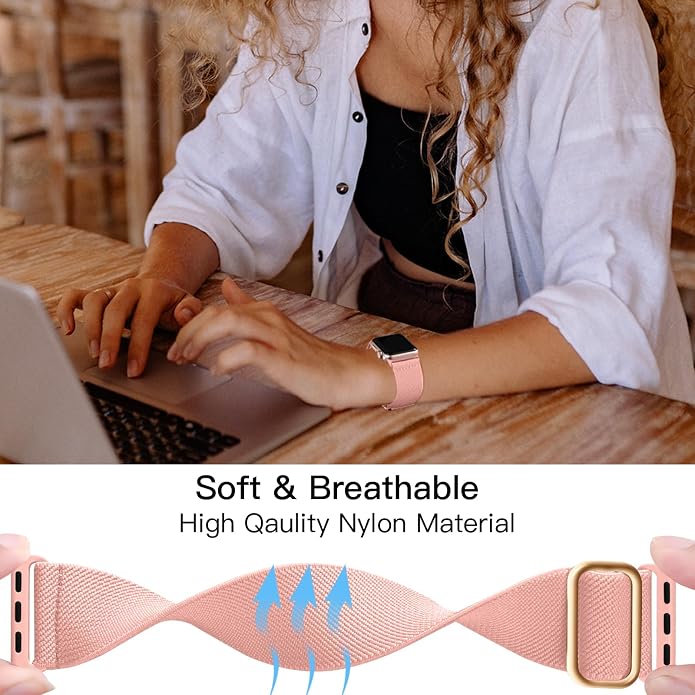 Lerobo Braided Band Compatible with Apple Watch Series 11 10 9 8 7 46mm 45mm 41mm Ultra SE 3 2 1 49mm Series 6 5 4 3 44mm 40mm 38mm 42mm Men iWatch Bands Women Stretchy Nylon Solo Loop Sport Strap