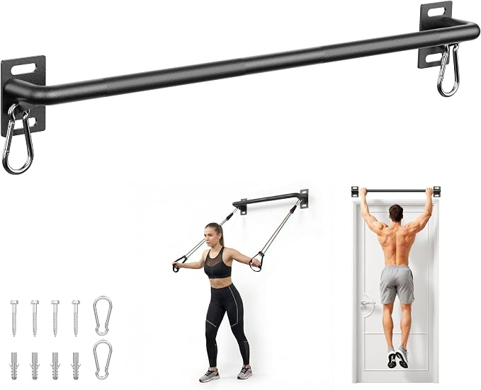 HANDBODE Wall Mounted Pull Up Bar for Doorway, 52''/36'' Chin Up Bar | 500 lb Capacity, Thickened Steel Construction, Joist Mounted