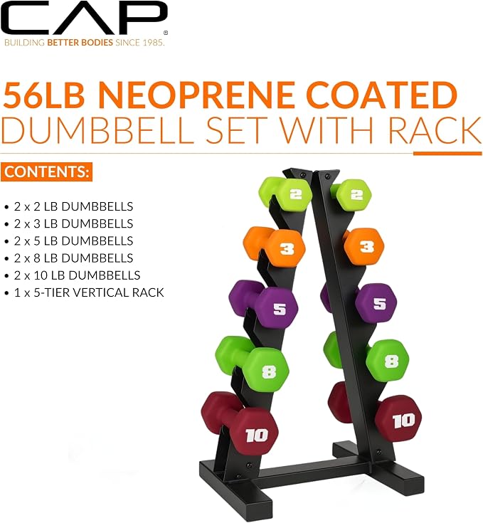 CAP Barbell Neoprene Dumbbell Weights Pairs & Sets | Color Series