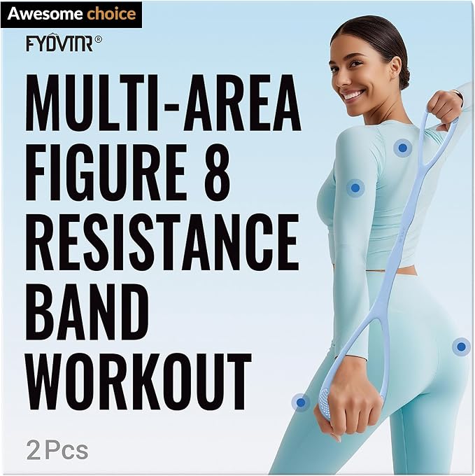 Upgraded Figure 8 Resistance Bands, Resistance Bands for Arms & Full Body Workout, Stretch Resistance Band with Handles for Yoga, Pilates, Toning, Home Fitness & Physical Therapy