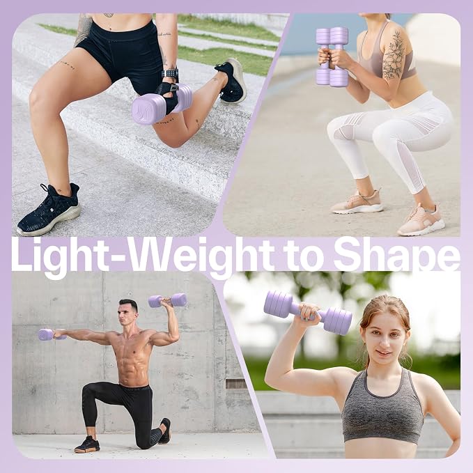 Adjustable Dumbbell Set of 2: Sportneer 4 in 1 Free Weights Dumbbells Set for Women, Hand Weights for Women at Home, Available in 5 lb × 2 and 10 lb × 2 Sets with Soft Rubber Handle for Home Gym Exercise Training