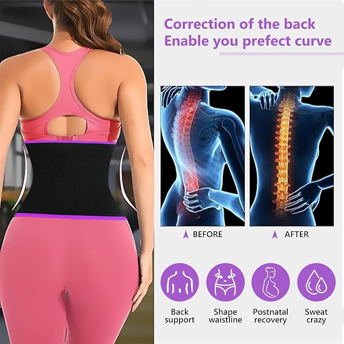 AMZBOSS Waist Trainers for Women Belly Fat, Waist Sweat Band for Women | Sweat Waist Trainer for Women, Belly Band Sweat Belt, Sweat Band for Stomach Weight Loss, Belly Wrap Waist Trimmer