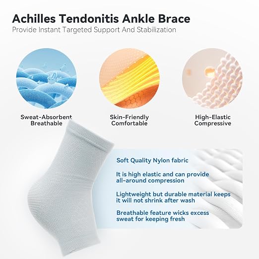 2 Pack Ankle Brace & Ankle Compression Sleeve for Women Men | Arch Support Socks, All-Day Wear, Achilles Tendonitis Brace for Plantar Fasciitis, Sprains, Foot Swelling Relief
