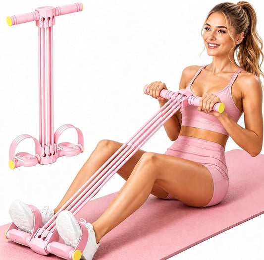 Adjustable 6-Tube Pedal Resistance Band with Handle, Detachable Natural Rubber Foot Pedal Resistance Band for Full Body Home Workout, Abdomen Waist Arm Leg Training and Fitness Gift