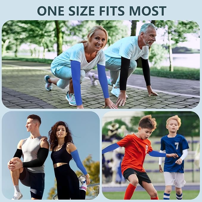 2 Pairs UV Protection Cooling Arm Sleeves Compression Sun Sleeves for Men Women Youth, Tattoo Cover Up, UPF 50