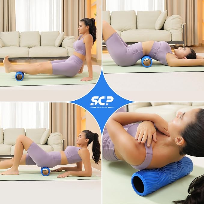 SUBCULTUREPICK Medium Density Foam Roller for Deep Tissue Muscle Massage | 15" Wave Textured Muscle Back Roller for Back and Leg Muscles - Self Myofascial Release of Painful, Fitness for Pilates, Yoga