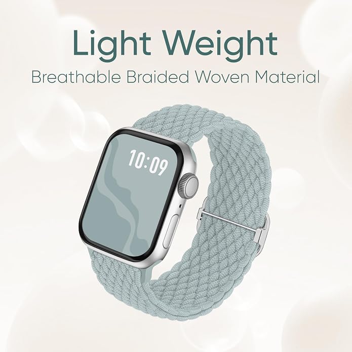 4 Pack Braided Stretchy Bands Compatible with Apple Watch 40mm 41mm 38mm 42mm 44mm 45mm 46mm 49mm Women Men, Breathable Nylon Elastic Daily Use Straps for iWatch Series 11/10 9 8 7 6 5 4 3 SE/Ultra 2