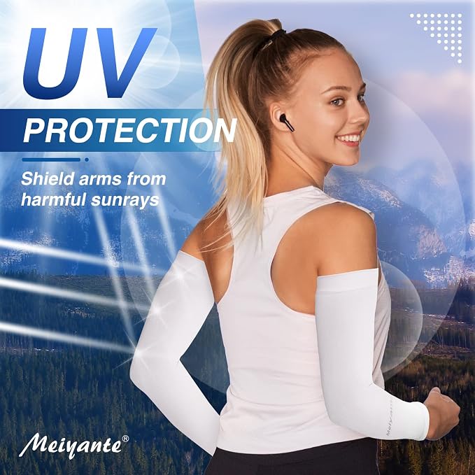 Cooling Arm Sleeves for Men & Women, UPF 50+ UV Protection | Wrist-length UPF 50+ arm sleeves for work, driving, gardening and sports; 88% nylon/12% spandex; 1 pair.