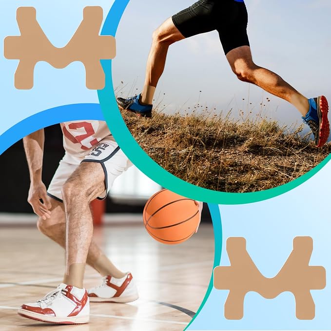 16 Pcs Precut Kinesiology Tape for Ankle Cotton Breathable Elastic Athletic Tape Pain Relief Minimize Ankle Sprain Provides Support and Stability for Ligament and Muscle Marathon Use(Beige)