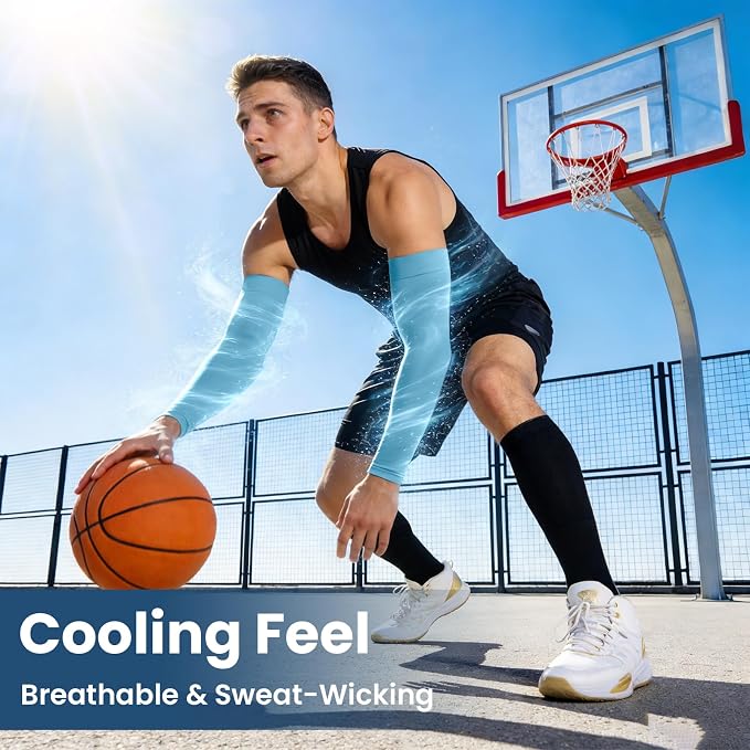 Mochabao 8 Pairs Soft Arm Sleeves, UV Sun Protection Cooling Compression Arm Covers for Outdoor Work, Sports, Men & Women