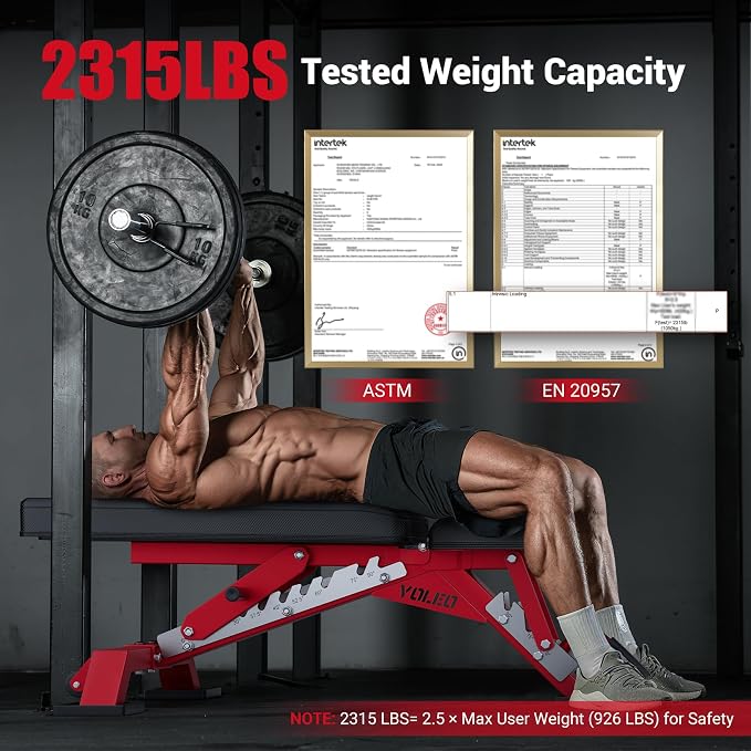 YOLEO Adjustable Weight Bench with Bench Press Stand, Foldable Workout Bench with Extended Head/Elbow Pad(for Users up to 7')