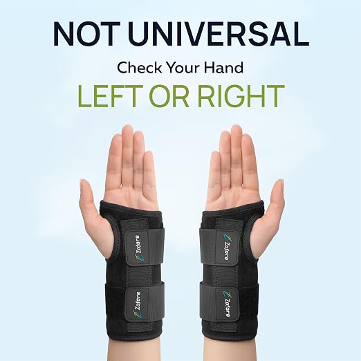 Carpal Tunnel Wrist Brace Support with 2 Straps and Metal Splint Stabilizer - Helps Relieve Tendinitis Arthritis Carpal Tunnel Pain - Reduces Recovery Time for Men Women - Left (S/M)