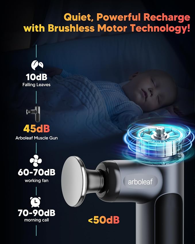 arboleaf Mini Massage Gun with Heat, Percussion for Pain Relief, Portable | heated percussion massager, pain relief, portable compact, travel case included, gift for men and women