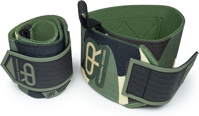 PR Personal Record Heavy Duty Premium Wrist Wraps, More Elasticity, Reinforced Stitching, Extra Wide Strap, Strong Thumb Loop, Larry Wheels Weightlifting Wraps