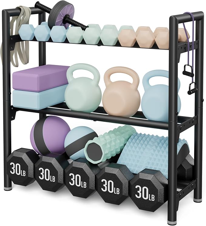 Jusgym Dumbbell Rack, 400LBS Load, Adjustable Weight Rack for Dumbbells ﻿ | Space-Saving Home Gym Storage, Adjustable Width, 2 Placement Options, Steel H-Frame, No-Pinching,Quick Assembly