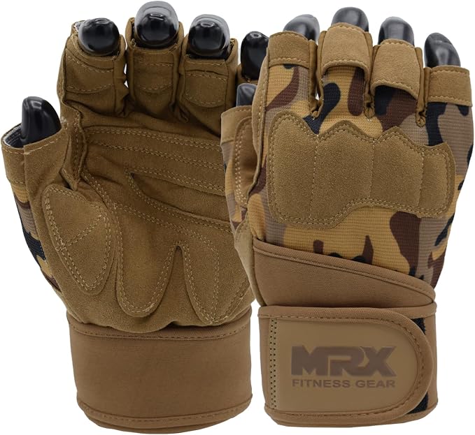 MRX Weightlifting Gloves for Men Workout Gloves Mens Wrist Support Lifting Gloves Male Gym Gloves | Workout Gym Accessories for Men Weight Lifting Fingerless Gym Exercise for Powerlifting