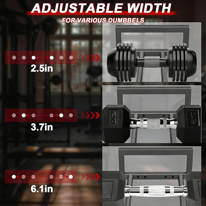 3-Tier Adjustable Dumbbell Rack, Heavy-Duty Weight Rack for Home Gym, Space-Saving Weight Storage Rack for Dumbbells, Kettlebells, Barbells & Plates (Rack Only)
