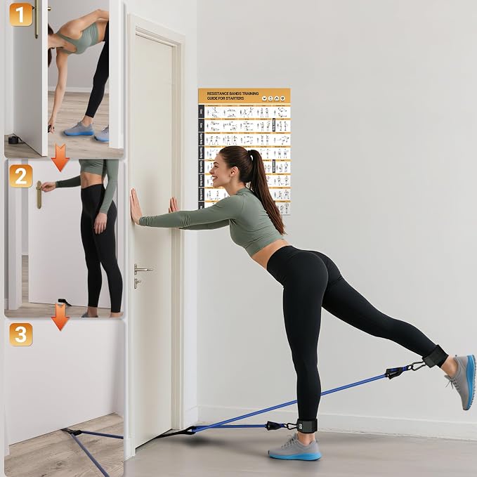 Readaeer Resistance Bands, Exercise Bands for Working Out with Handles | Resistance Bands with Handles, Door Anchor for Home Gym Full Body Strength Training, Muscle Tone, Yoga