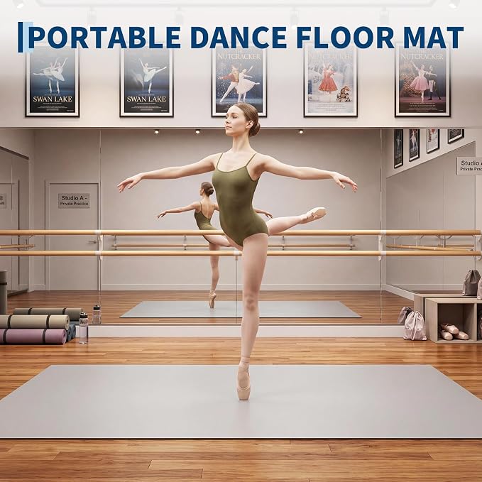 6 x 4 ft Dance Floor,Portable Dance Floor Mat,PVC Non-Slip Exercise Flooring for Ballet Jazz & Pop for Home and Gym
