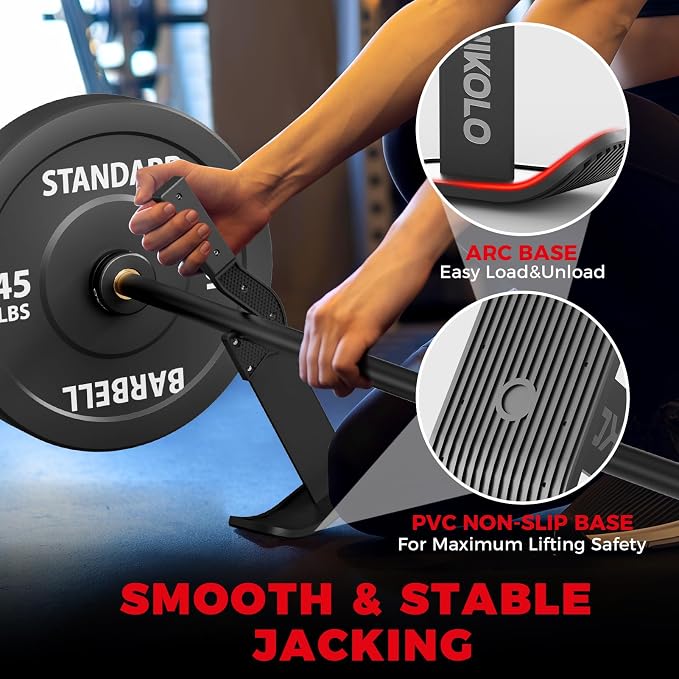Mikolo Deadlift Jack Barbell Jack Unload 660LB Barbell Stand with No-Slip Handle for Loading & Unloading Weight Plates for Deadlift Exercise, Weight Training