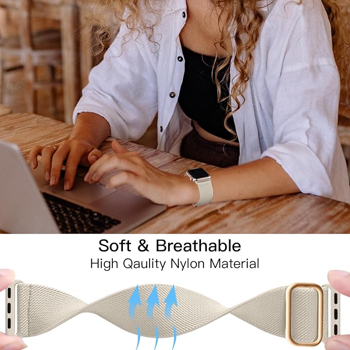 Lerobo Braided Band Compatible with Apple Watch Series 11 10 9 8 7 46mm 45mm 41mm Ultra SE 3 2 1 49mm Series 6 5 4 3 44mm 40mm 38mm 42mm Men iWatch Bands Women Stretchy Nylon Solo Loop Sport Strap