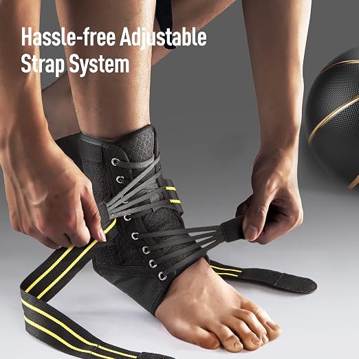 Ankle Brace for Women Men, Lace Up Foot Stabilizer for Sprained Ankle | 2 Removable Side Stabilizers, Quick Lace-Up, Figure 8 Support, Adujustable, Fit for Achilles Tendonitis, Injured Ankle