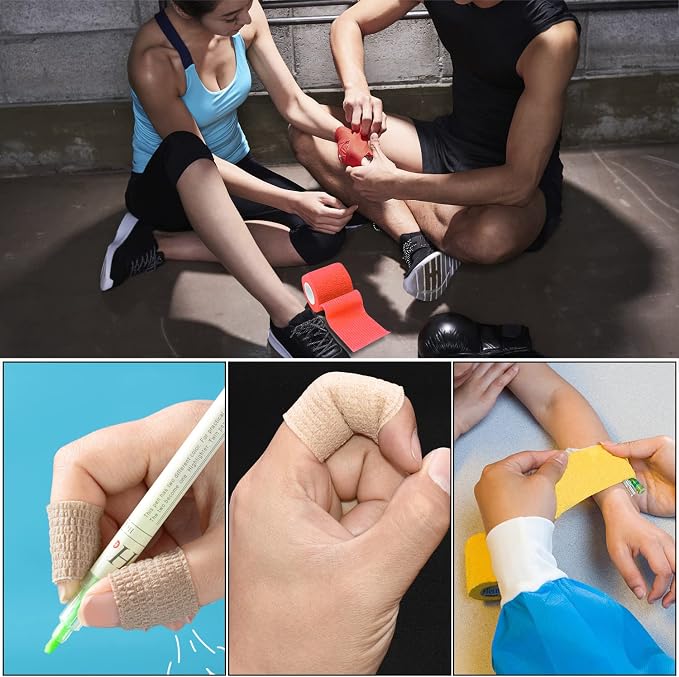 6pcs 2in Self Adhesive Bandage Wraps, 12 Colors, 5 Yard Wraps for Sports