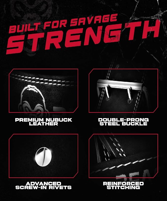 Beast Gear Weight Lifting Belt - Leather Power Lifting Belt for Men，10mm Thick Weightlifting Belt for Deadlifts, Back Support Squats Belts for Powerlifting, Crossfit Gym Belt for Men Women