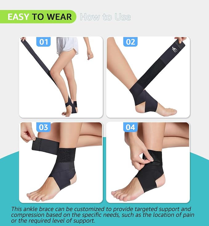 HiRui Ultrathin High-Elastic Ankle Wraps Ankle Brace for Men Women Kids, Adjustable Ankle Straps for Running, Football, Basketball, Sprains, Arthritis, Plantar Fasciitis (Black, Large (Pack of 1))