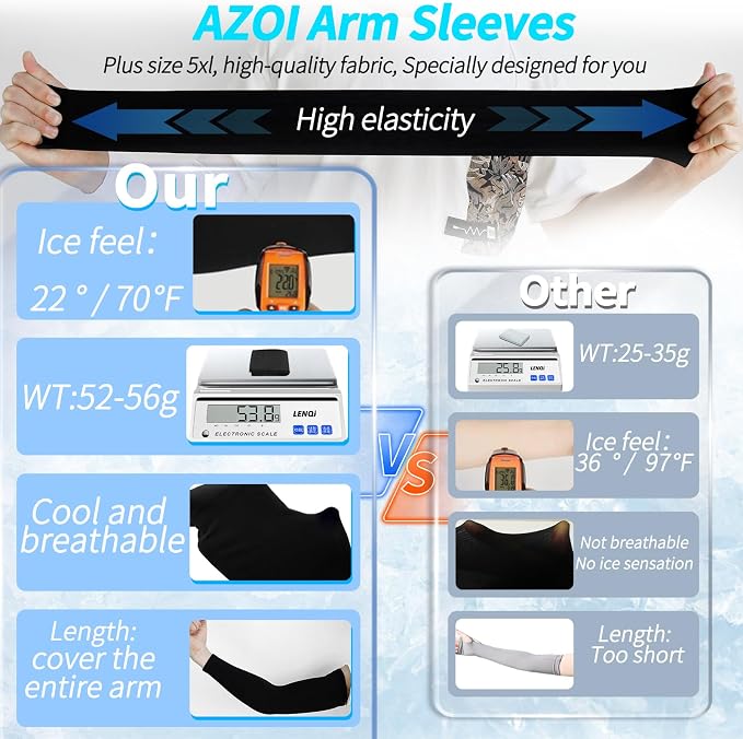 Arm Sleeves for Men Women – Cooling UV Sun Protection UPF 50+ Compression Sports Sleeves for Outdoor, Tattoo Cover Up