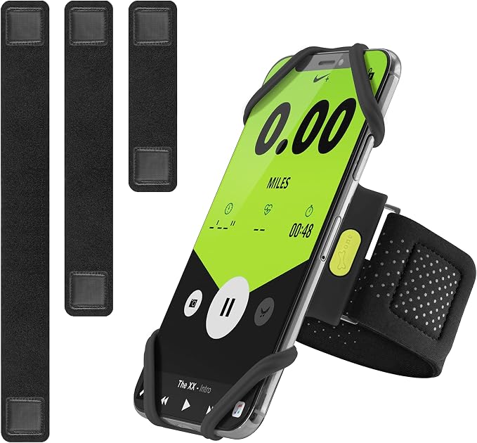 【Bone】 Run Tie Running Armband Phone Holder, Cell Phone Arm Band for iPhone 14 13 12 11 Pro Max Mini XS XR X 8 7 6 Plus Samsung Galaxy S10 S9 Smartphone (Combo Set/Black/ 6.3-7.5"+ 7.9-9.8"+ 9.8-14") | Sweat Wicking, Skin-Friendly & Washable Silicone S...