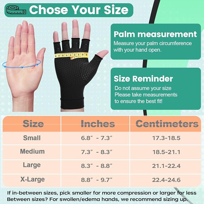 Arthritis Compression Gloves for Men & Women, Carpal Tunnel Pain Relief | Wrist Thumb Support, Fingerless, Breathable Lycra, Non-Slip for Tendonitis, Pain & Swelling Relief - 1 Pair