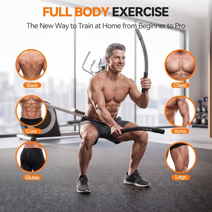 Ropeless Battle Ropes for Home Gym, 3 Adjustable Resistance, Heavy Duty Cordless Battle Ropes for HIIT, Full Body Workout, Men & Women, Black