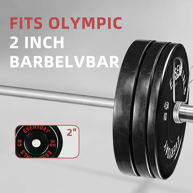 Fitvids 2-Inch Olympic Bumper Plates, Perfect Weight Plates for Weightlifting and Strength Training, Multiple Weights Available