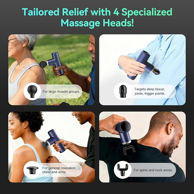Mini Massage Gun Pocket-Sized Massage Gun Deep Tissue Quiet, Portable Percussion Muscle Travel Massager Gun,Back/Neck Massager for Pain Relief Deep Tissue (Blue)
