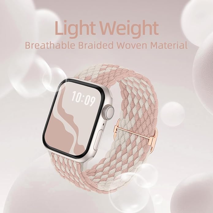 4 Pack Braided Stretchy Bands Compatible with Apple Watch 40mm 41mm 38mm 42mm 44mm 45mm 46mm 49mm Women Men, Breathable Nylon Elastic Daily Use Straps for iWatch Series 11/10 9 8 7 6 5 4 3 SE/Ultra 2