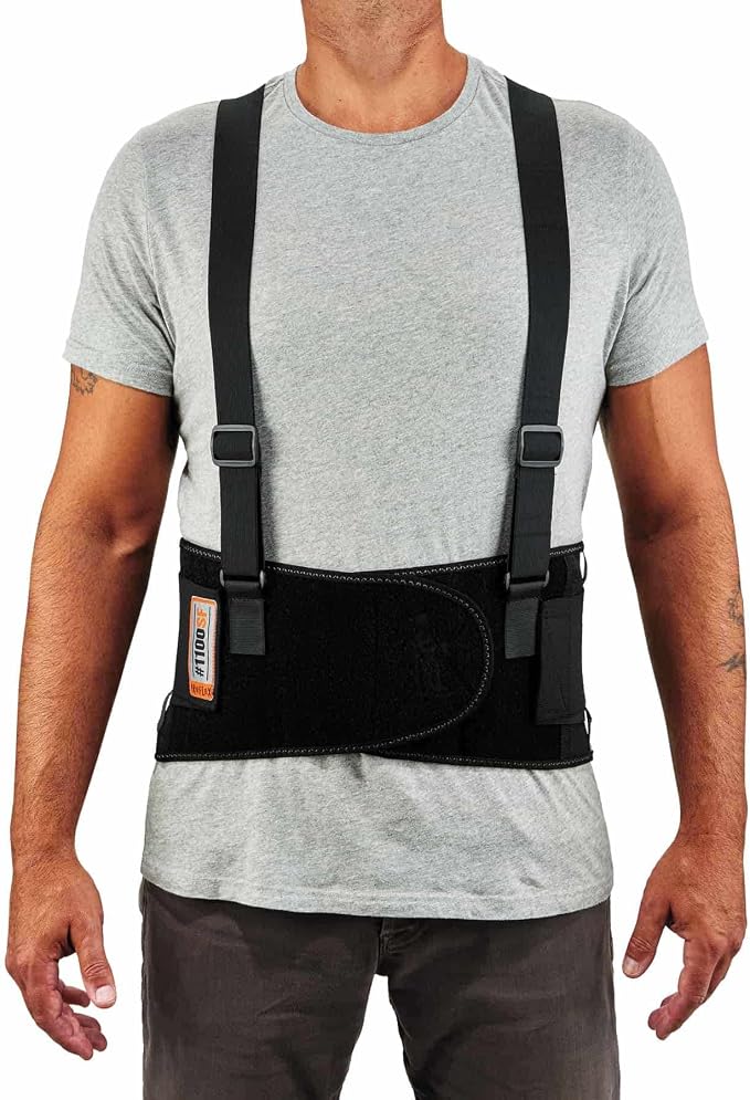 Ergodyne ProFlex 1100SF Back Support Brace, 8" Spandex Belt, Patented Stays Provide Added Support, 4XL