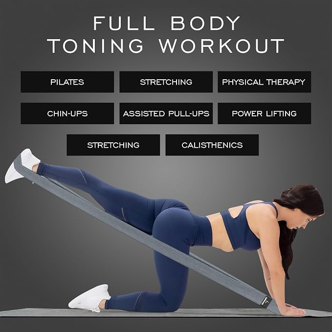 Premium 76" Extra Long Resistance Band for Working Out, 3" Wide Non-Slip Fabric Exercise Band for Stretching, Yoga, Strength Training & Physical Therapy