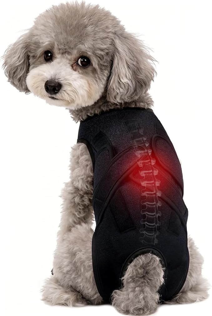 Dog Back Brace for IVDD Recovery, Adjustable Dog Spine Support Harness for Dachshund Corgi French Bulldog Pug, Pain Relief Back Protector for Senior,Post‑Surgery,Long‑Bodied & Overweight Dogs, S