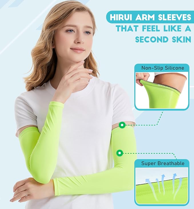 HiRui Arm Compression Sleeves for Men Women Youth, UV Protection 20-30mmHG Support Tattoo Cover, Breathable Moisture-Wicking