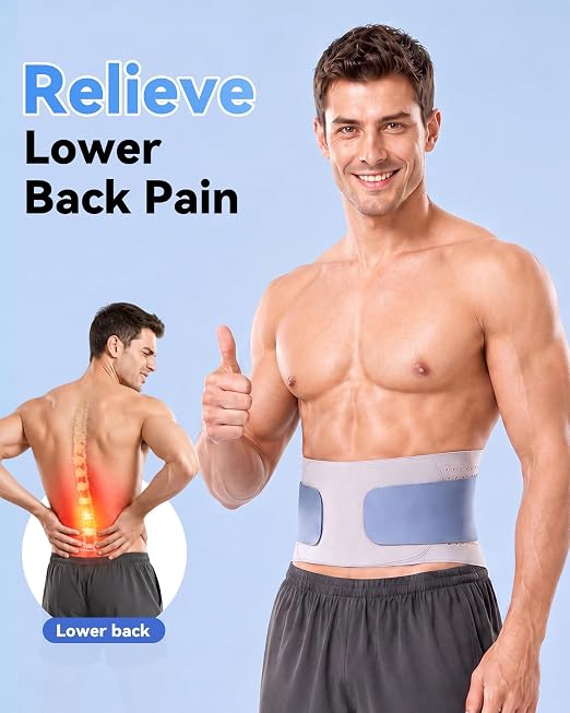 Ultra-Thin Lower Back Support Belt for Sciatica Pain Relief Brace | Breathable,Ergonomic Curve Panel,Adjustable Lumbar Support for Men & Women Sitting, Working and Sports.Fits:Waist 37.4-40.9"