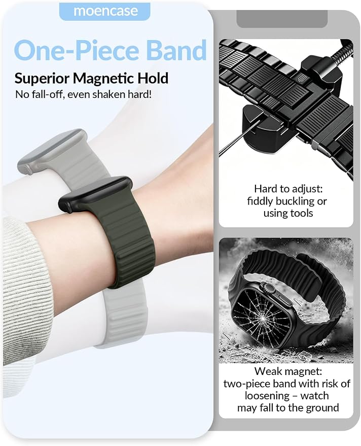 Patented Magnetic Silicone Sport Band for Apple Watch Bands for Women Men | Soft Silicone Solo Loop 40mm 38mm 41mm 44mm 45mm 42mm 49mm, Sport Strap for iWatch Series 11 10 9 8 7 6 5 4 3 2 1 SE Ultra